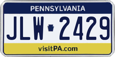 PA license plate JLW2429