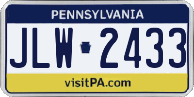 PA license plate JLW2433