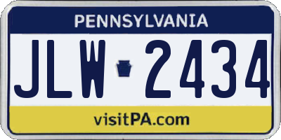 PA license plate JLW2434