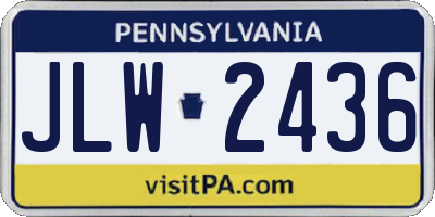 PA license plate JLW2436