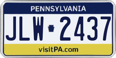 PA license plate JLW2437