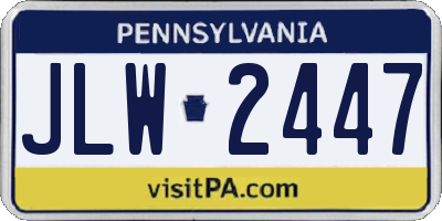 PA license plate JLW2447