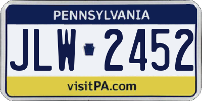 PA license plate JLW2452