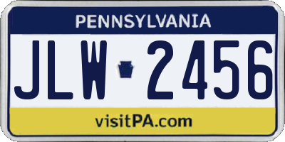 PA license plate JLW2456