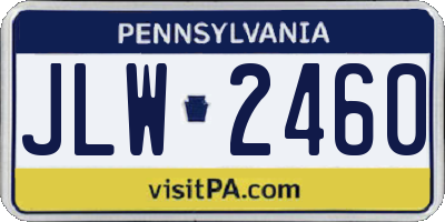 PA license plate JLW2460