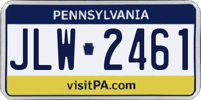 PA license plate JLW2461