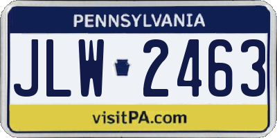 PA license plate JLW2463