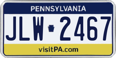 PA license plate JLW2467