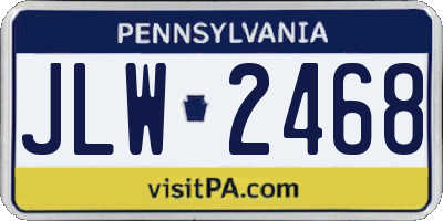 PA license plate JLW2468