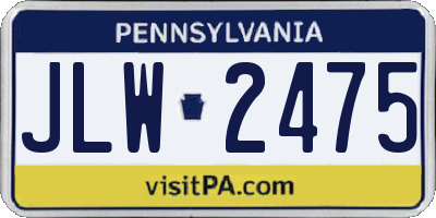 PA license plate JLW2475