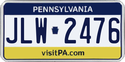 PA license plate JLW2476