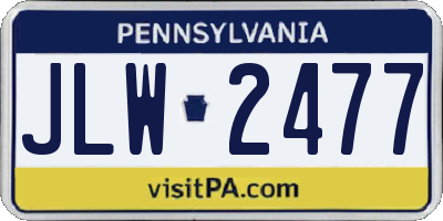 PA license plate JLW2477