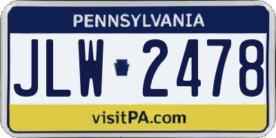 PA license plate JLW2478
