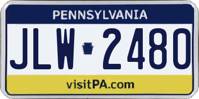 PA license plate JLW2480