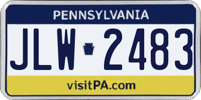 PA license plate JLW2483