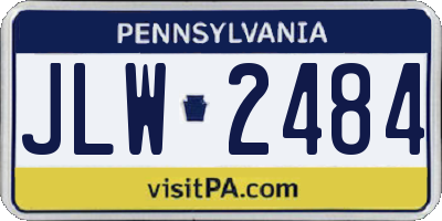 PA license plate JLW2484