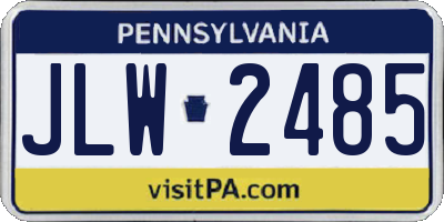 PA license plate JLW2485