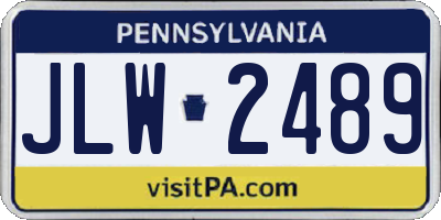 PA license plate JLW2489