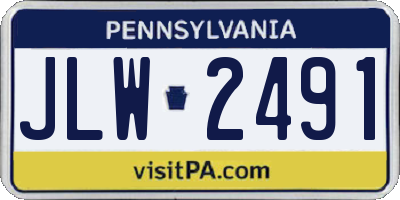 PA license plate JLW2491