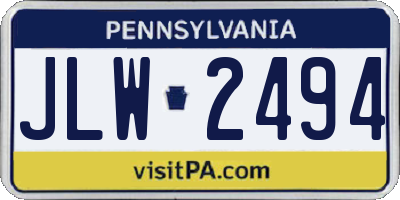 PA license plate JLW2494