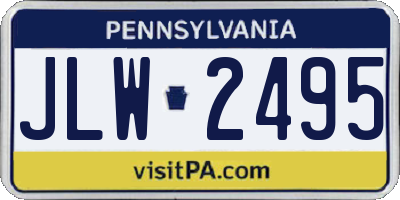 PA license plate JLW2495