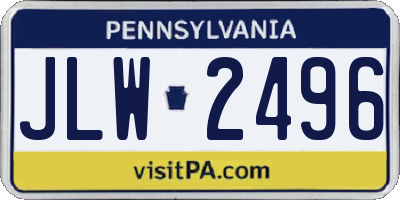 PA license plate JLW2496