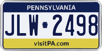 PA license plate JLW2498