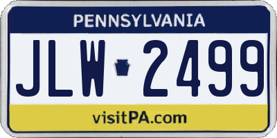 PA license plate JLW2499