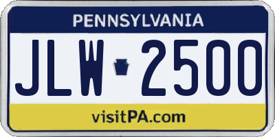 PA license plate JLW2500