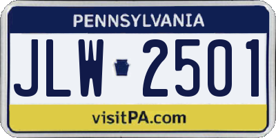 PA license plate JLW2501