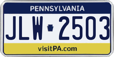 PA license plate JLW2503