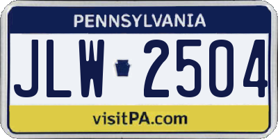 PA license plate JLW2504