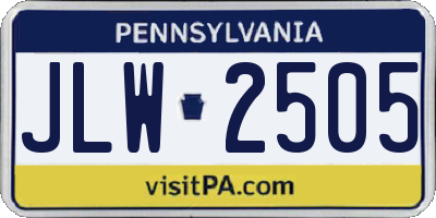 PA license plate JLW2505