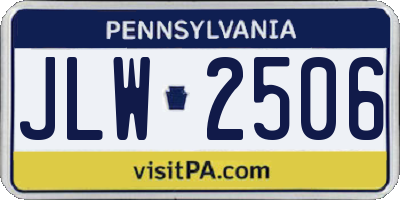 PA license plate JLW2506