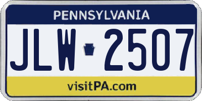 PA license plate JLW2507