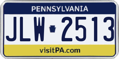 PA license plate JLW2513