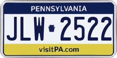 PA license plate JLW2522