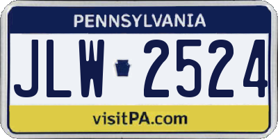 PA license plate JLW2524