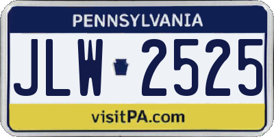 PA license plate JLW2525