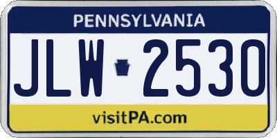 PA license plate JLW2530