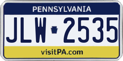PA license plate JLW2535