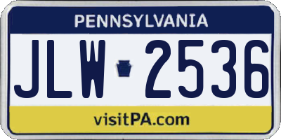 PA license plate JLW2536