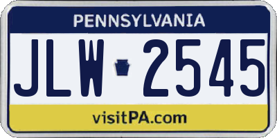 PA license plate JLW2545