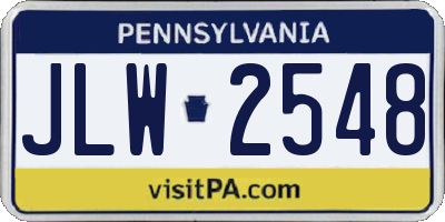 PA license plate JLW2548