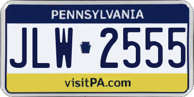 PA license plate JLW2555