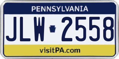 PA license plate JLW2558