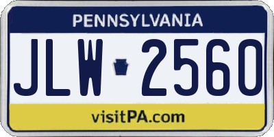PA license plate JLW2560