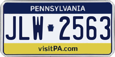 PA license plate JLW2563