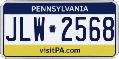 PA license plate JLW2568