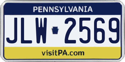 PA license plate JLW2569